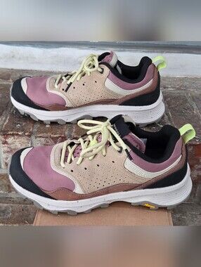 Merrell Women's FloatPro  Waterproof Hiking Trail Sneakers with Neon Pull Tabs